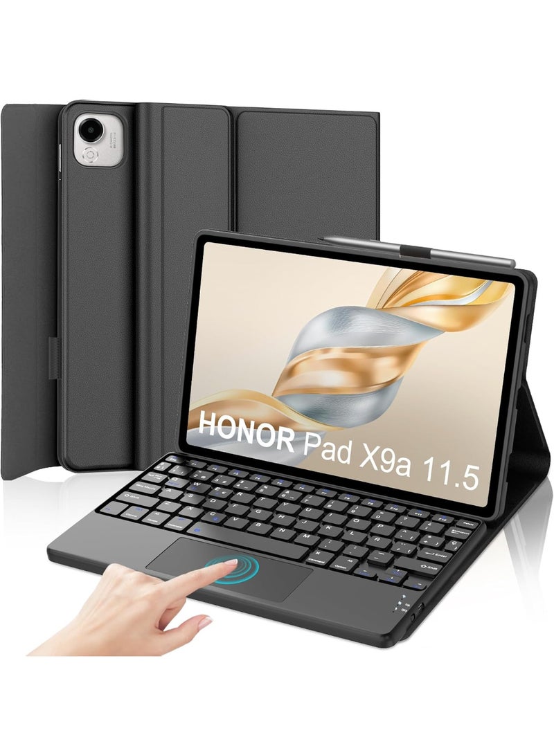 جراب كيبورد عربي/إنجليزي مع لوحة لمس لهونر Pad X9a مقاس 11.5 إنش (موديل 2025)، كيبورد بلوتوث مغناطيسي قابل للفصل مع تراكباد، غطاء حماية لهونر Pad X9a مع لوحة مفاتيح لاسلكية - Image 1